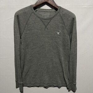 American Eagle Outfitters AE Legend Thermal Shirt Mens Large Gray Long Sleeve
